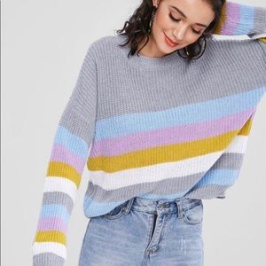Zaful pullover colorful striped sweater